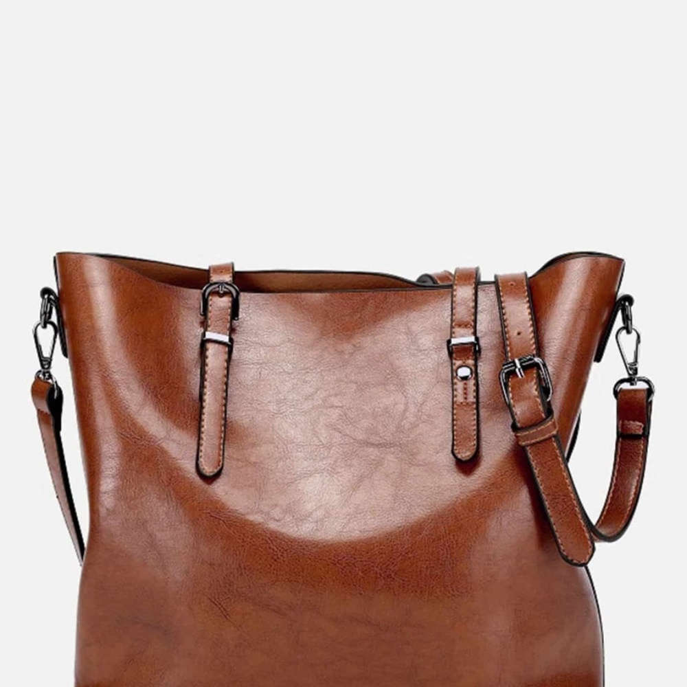 Brown Vegan leather Minimalist Tote bag - Picture 5 of 6